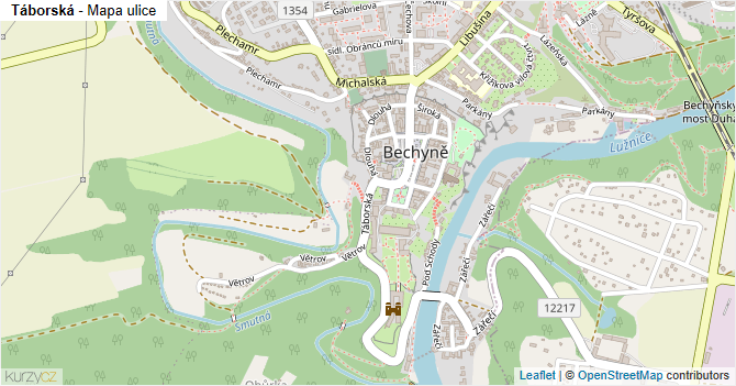 Táborská - mapa ulice