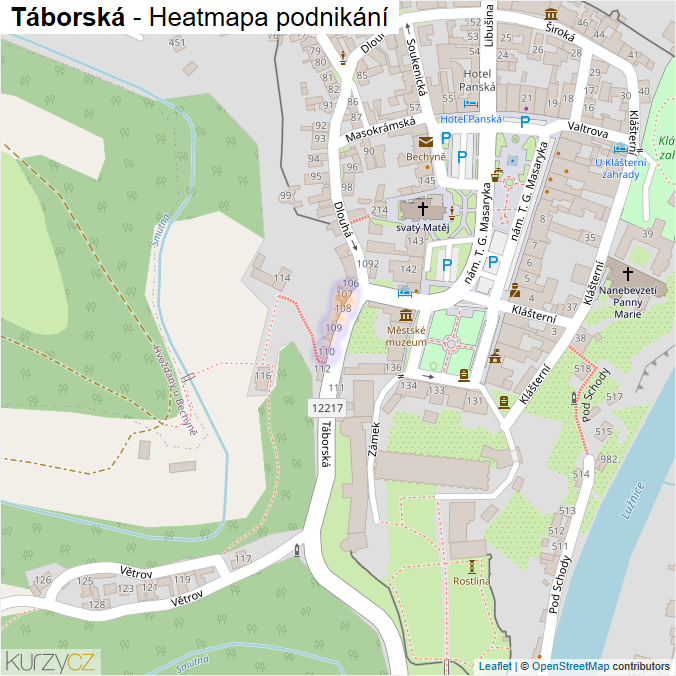 Mapa Táborská - Firmy v ulici.