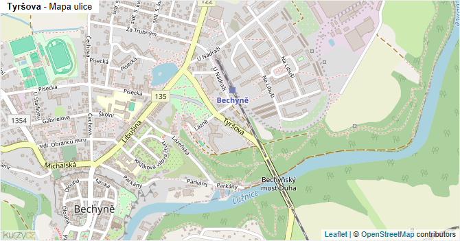 Tyršova - mapa ulice