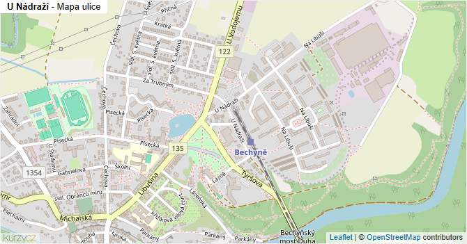 U Nádraží - mapa ulice