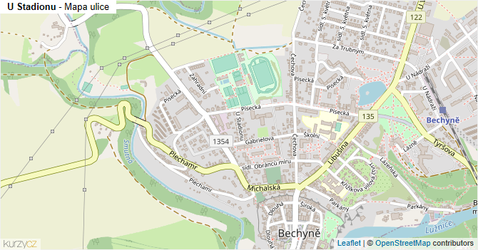 U Stadionu - mapa ulice