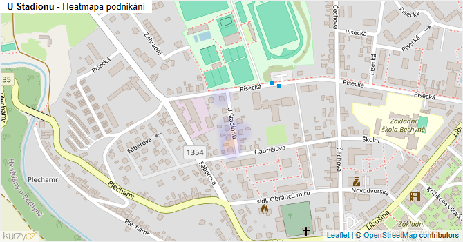 U Stadionu - mapa podnikání