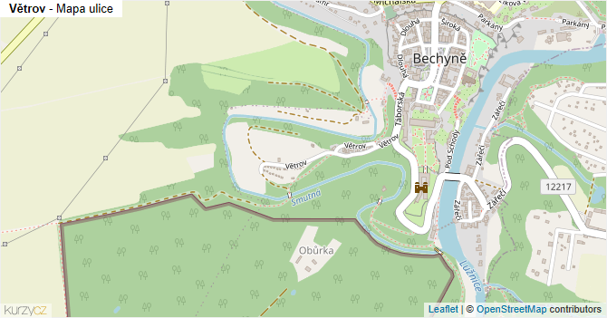 Větrov - mapa ulice