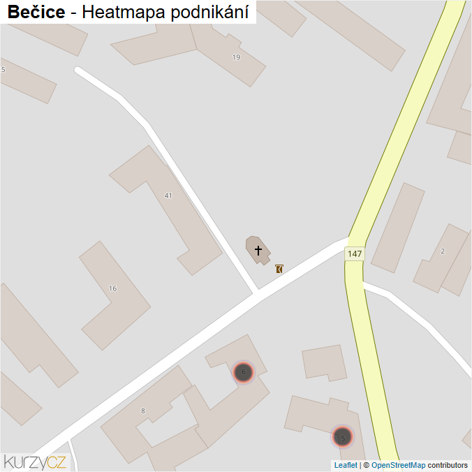 Mapa Bečice - Firmy v obci.