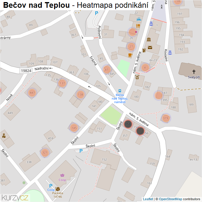 Mapa Bečov nad Teplou - Firmy v obci.