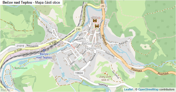 Bečov nad Teplou - mapa části obce