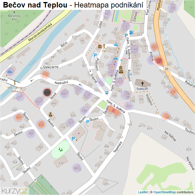 Mapa Bečov nad Teplou - Firmy v části obce.