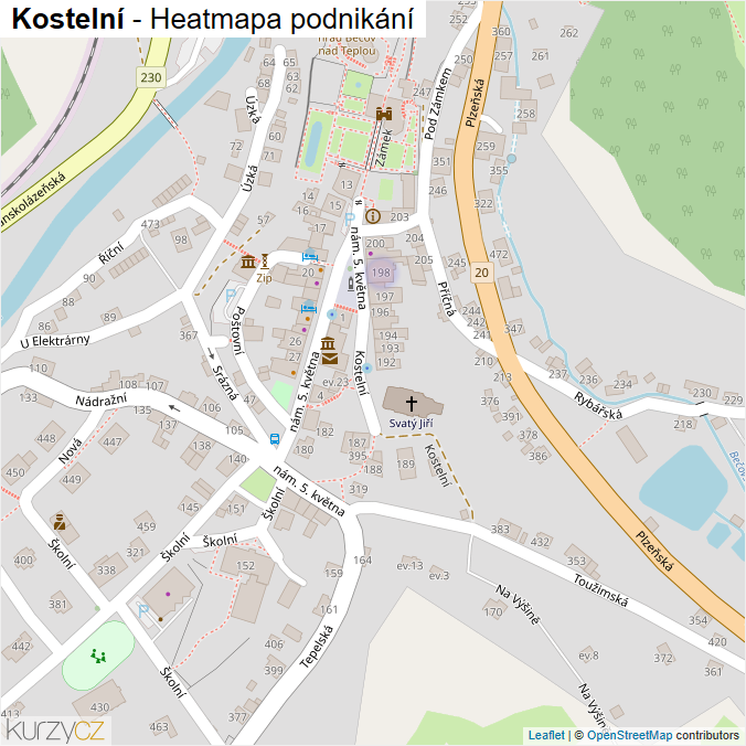 Mapa Kostelní - Firmy v ulici.