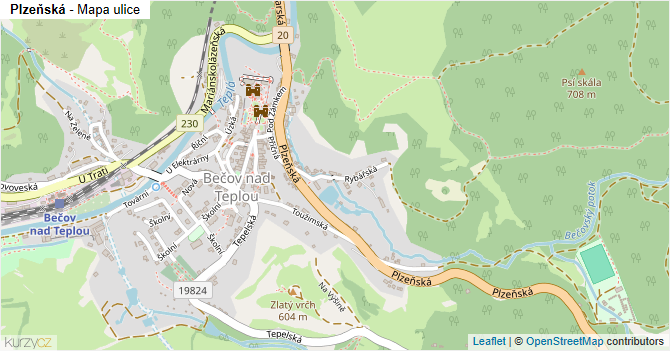 Plzeňská - mapa ulice
