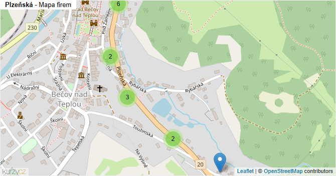 Plzeňská - mapa firem