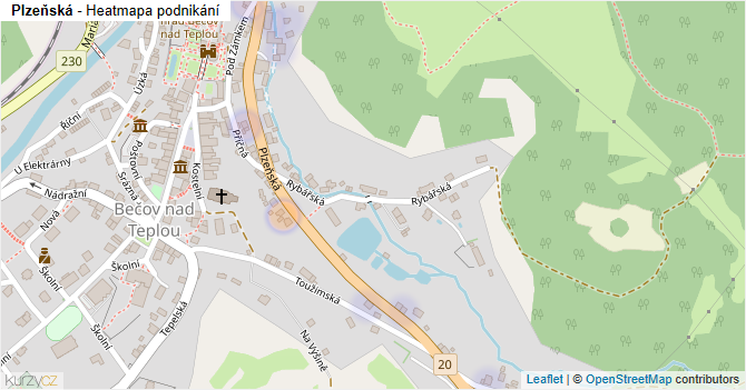Plzeňská - mapa podnikání