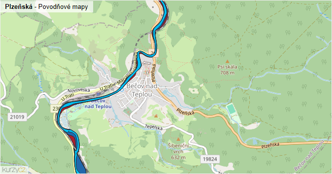 Plzeňská - záplavové mapy stoleté vody