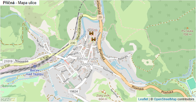 Příčná - mapa ulice