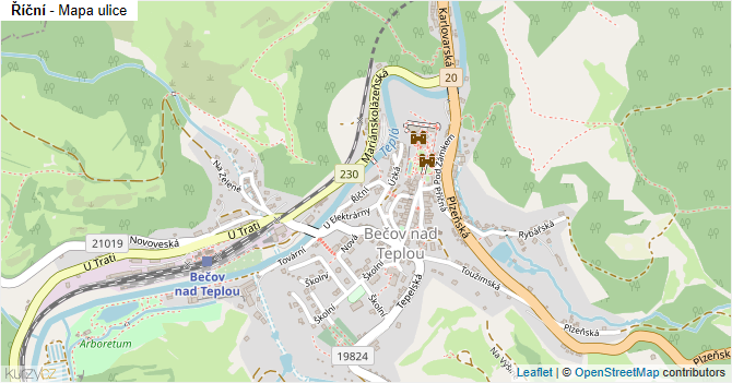 Říční - mapa ulice