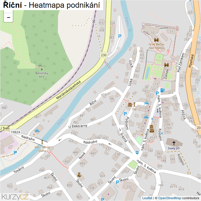 Mapa Říční - Firmy v ulici.