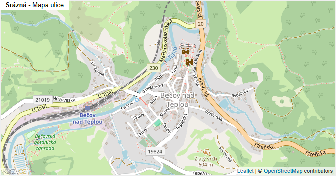 Srázná - mapa ulice