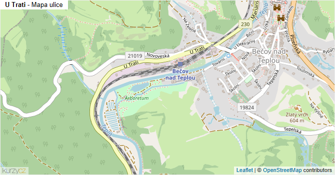 U Trati - mapa ulice