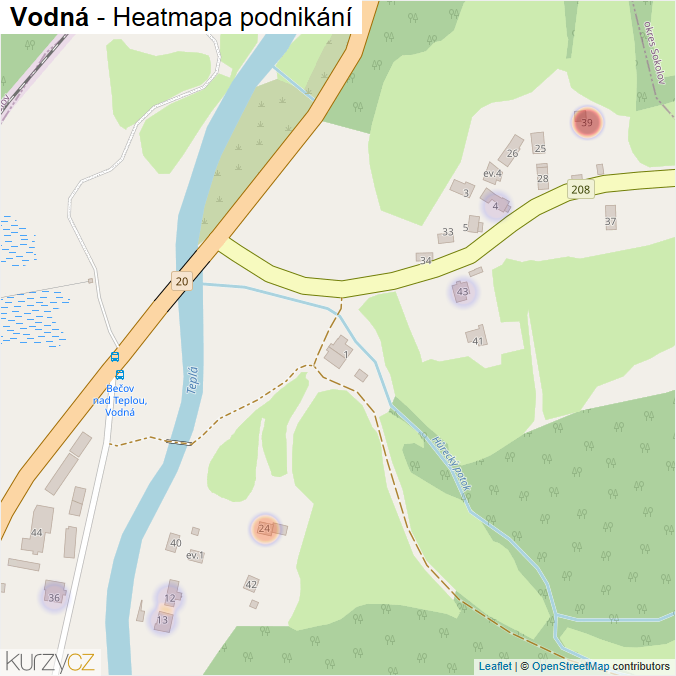 Mapa Vodná - Firmy v části obce.