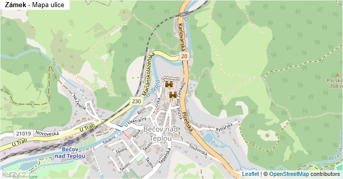 Zámek - mapa ulice