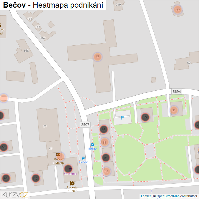 Mapa Bečov - Firmy v obci.