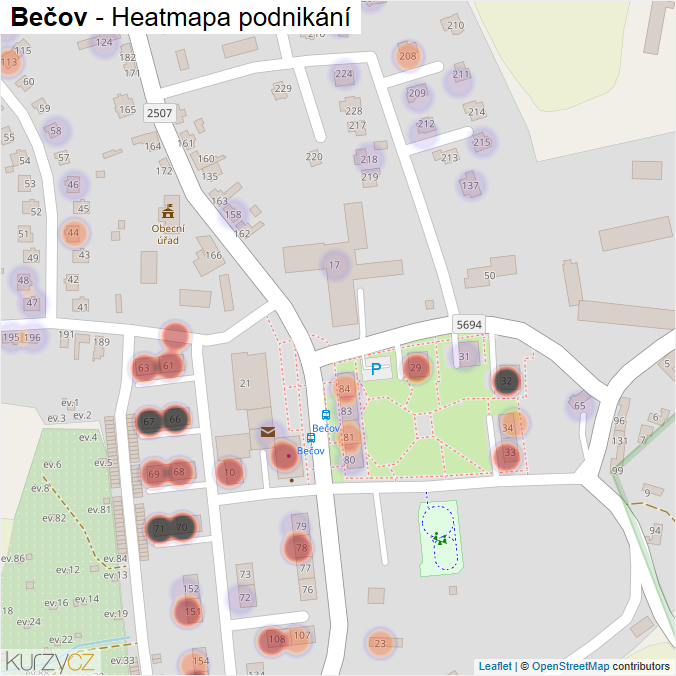 Mapa Bečov - Firmy v části obce.