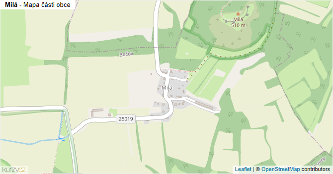 Milá - mapa části obce