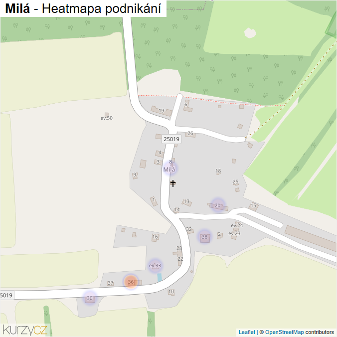 Mapa Milá - Firmy v části obce.