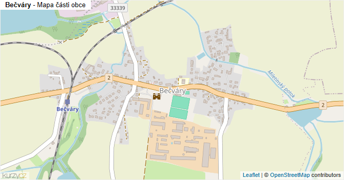 Bečváry - mapa části obce
