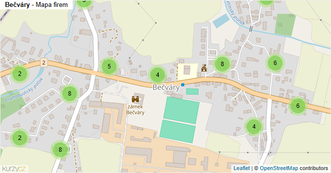 Bečváry - mapa firem