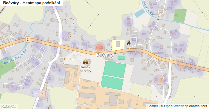 Bečváry - mapa podnikání