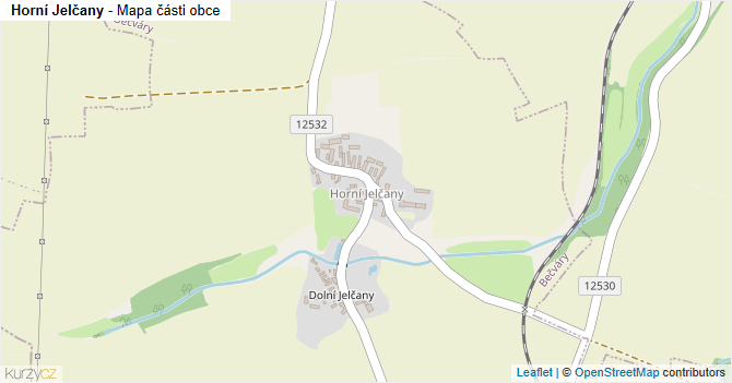 Horní Jelčany - mapa části obce