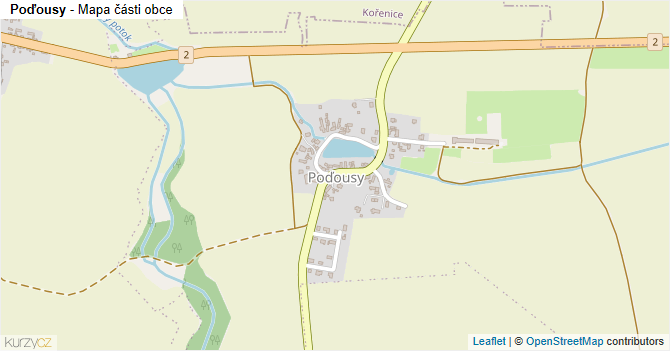 Poďousy - mapa části obce