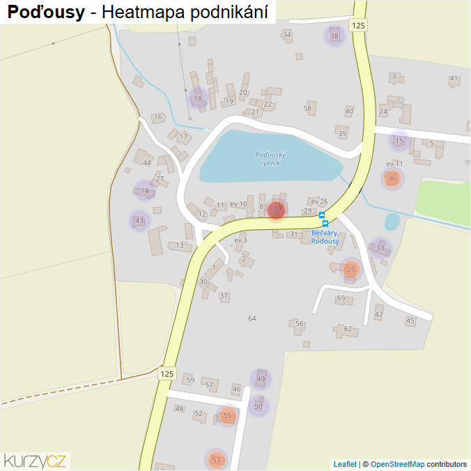 Mapa Poďousy - Firmy v části obce.
