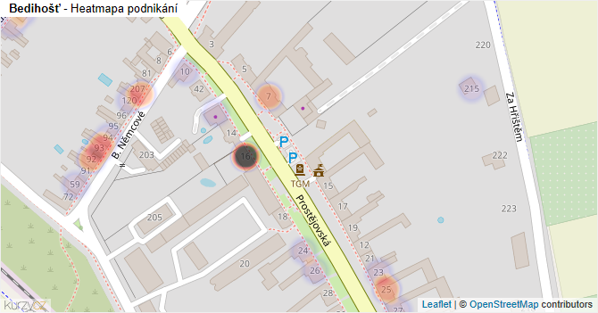 Bedihošť - mapa podnikání