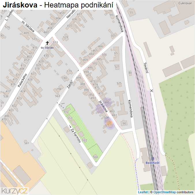 Mapa Jiráskova - Firmy v ulici.