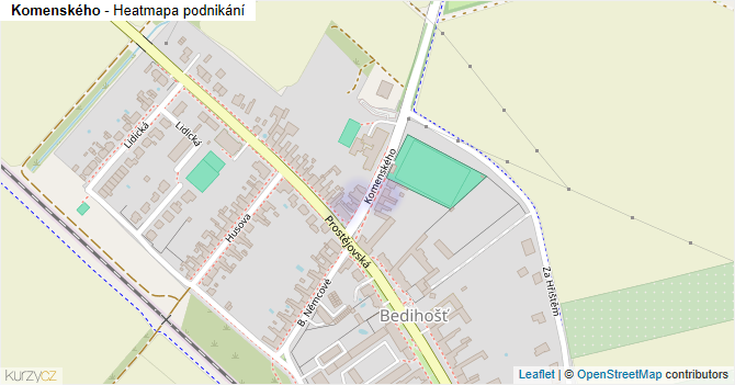 Komenského - mapa podnikání
