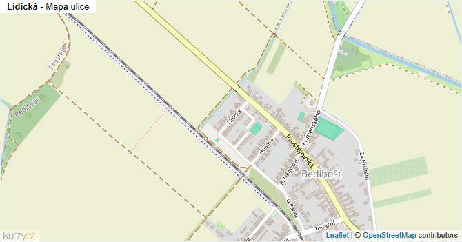 Lidická - mapa ulice