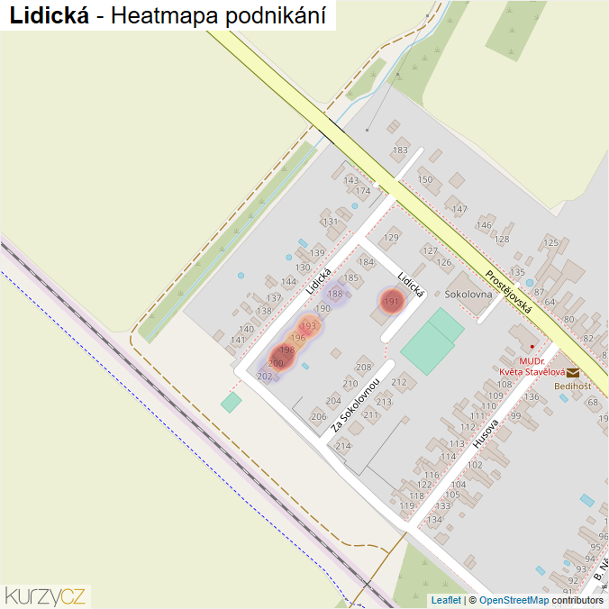 Mapa Lidická - Firmy v ulici.