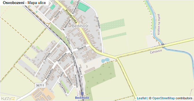 Osvobození - mapa ulice