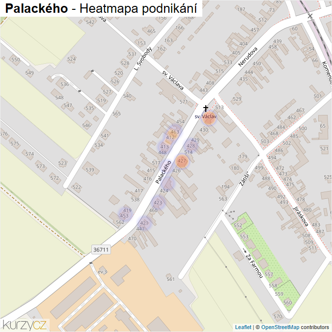 Mapa Palackého - Firmy v ulici.