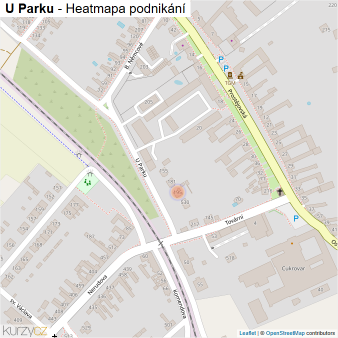 Mapa U Parku - Firmy v ulici.
