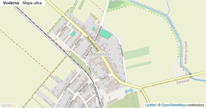 Vodárna - mapa ulice