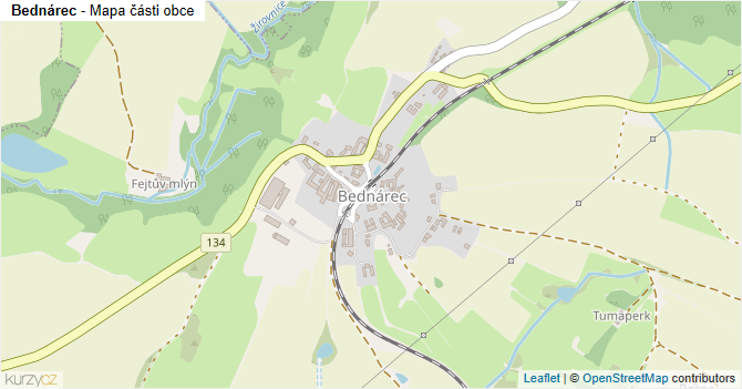 Bednárec - mapa části obce