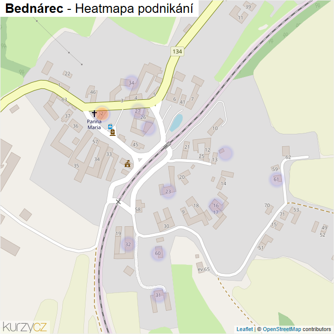 Mapa Bednárec - Firmy v části obce.