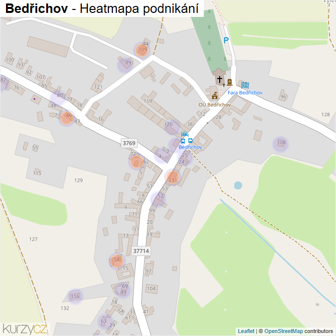 Mapa Bedřichov - Firmy v části obce.