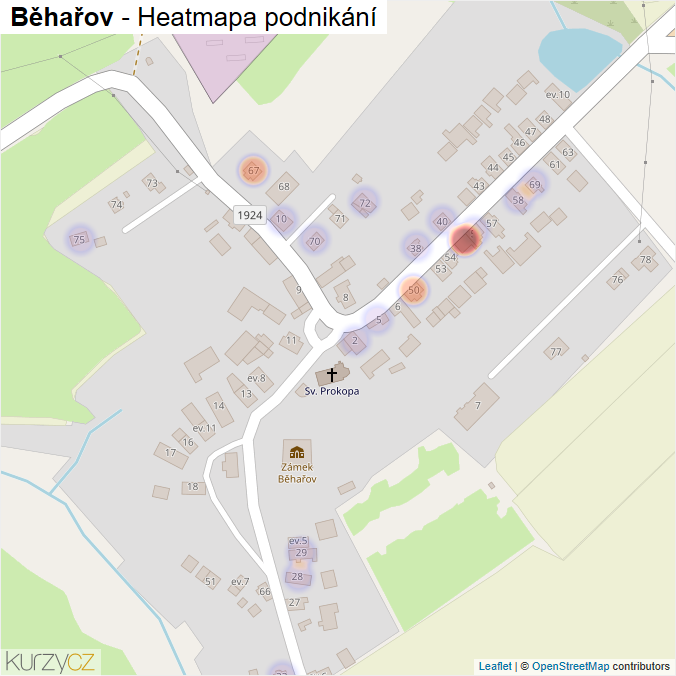Mapa Běhařov - Firmy v části obce.