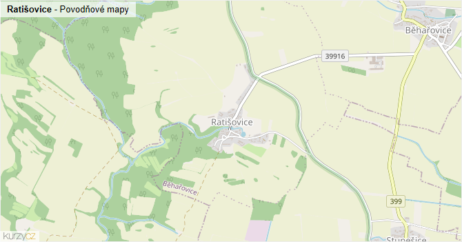 Ratišovice - záplavové mapy stoleté vody