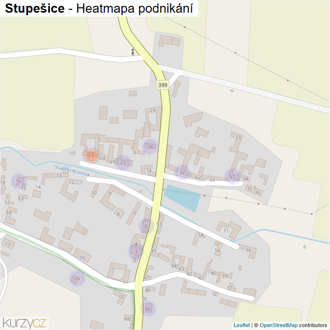 Mapa Stupešice - Firmy v části obce.