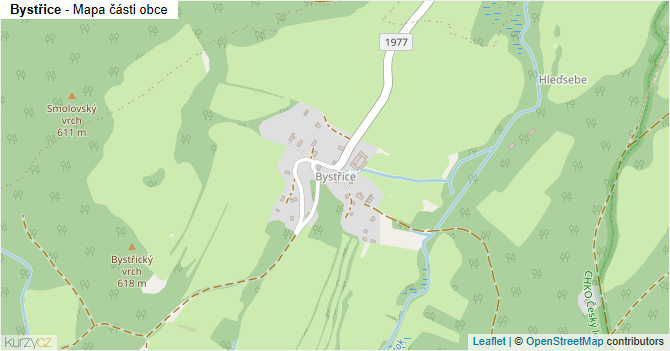 Bystřice - mapa části obce