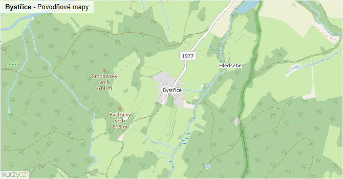 Bystřice - záplavové mapy stoleté vody